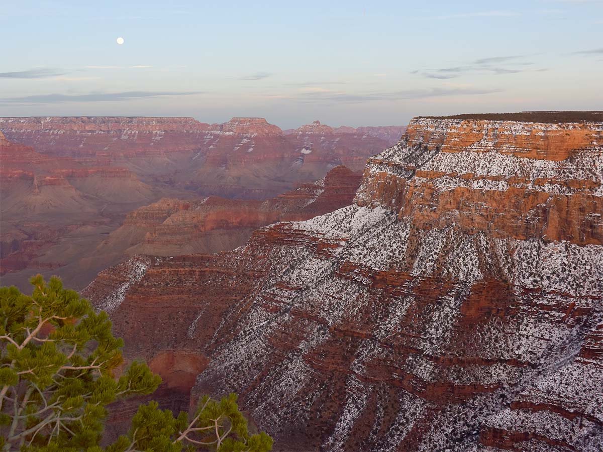 Moonrise Grand Canyon South Rim Winter February 2023 by Jeanne Selep