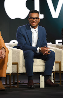 Xavier Clyde from “City on Fire” speaks at the Apple TV+ 2023 Winter TCA Tour at The Langham Huntington Pasadena.