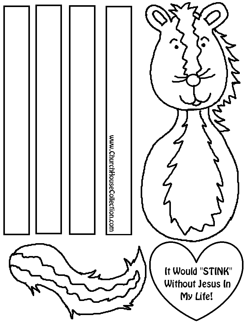 Valentine s Day Skunk Cutout Craft And Coloring Page It Would "STINK" Without Jesus In My Life Template Printable Free Pattern For Sunday School Crafts