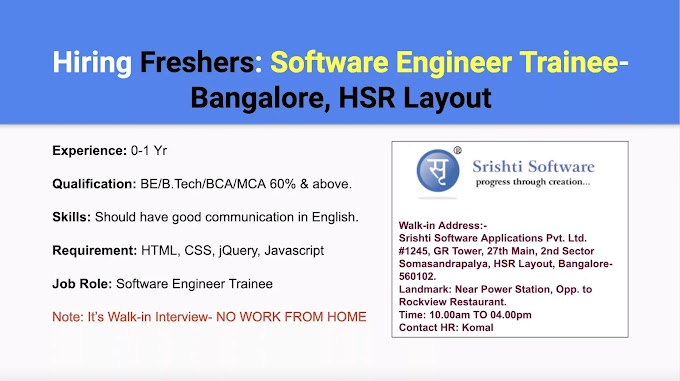 Software Engineer Trainee Job Opening In Bnagalore for Freshers| All IT stream freshers can apply