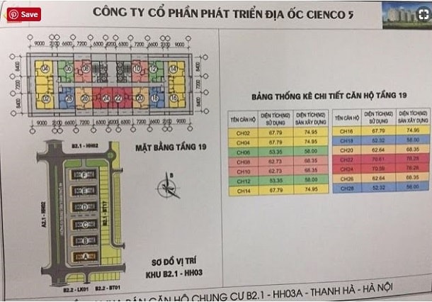 mặt bằng tầng 19 chung cư thanh hà b2.1-hh03