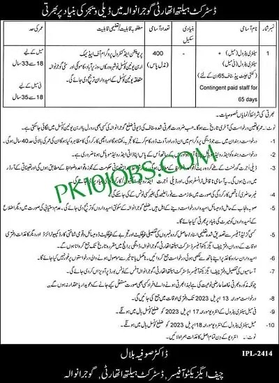 Gujranwala Daily Wages 2023 Jobs