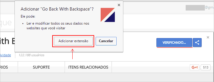 adicionar extensão Go back with backspace