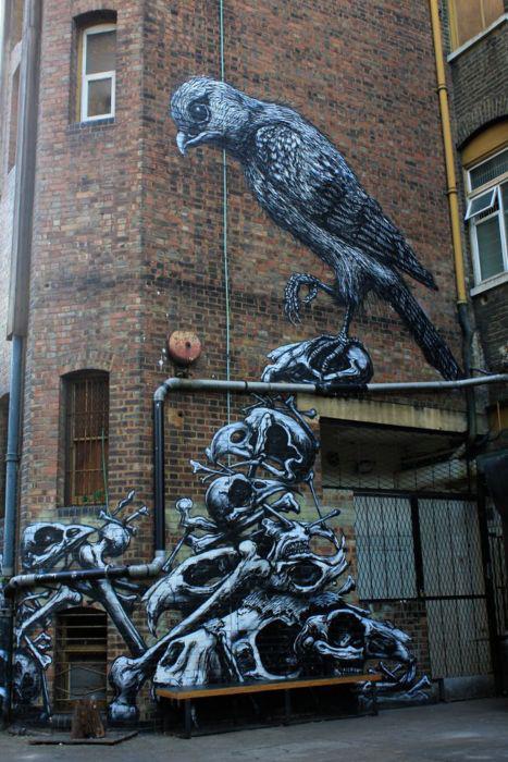 ROA & Phlegm mural in Peckham