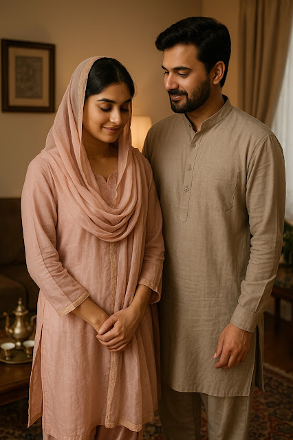 Bride in soft pink dress with a calm, confident expression.