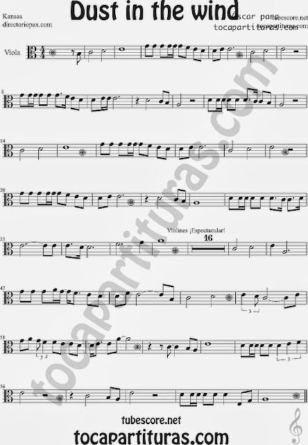 Partitura de Dust in the Wind para Viola  Kansas y Scorpions  Score Viola Sheet Music Dust in the Wind Partituras pop rock en tocapartituras aquí