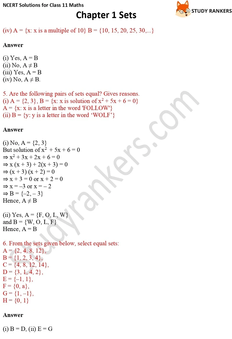 NCERT Solutions for Class 11 Maths Chapter 1 Sets 5