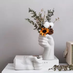 Ceramic White Hand Vase Nordic Style Home Office Decor Creative Plant Flower Vase Floral Composition Living Room Ornament Gift US $10.71 New User Deal Free Shipping Free Return