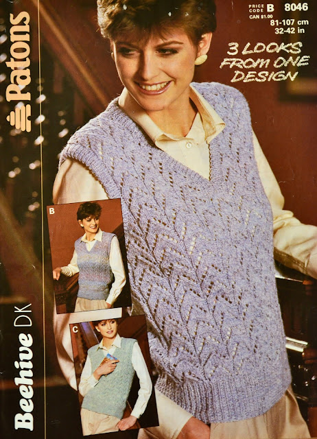 Vintage 1980s Knitting Pattern - Patons Pattern 8046 Ladies' Slipover