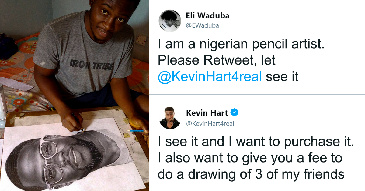 Kevin Hart Responded On Twitter To Talented Young Artist Who Drew An Incredibly Realistic Portrait Of Him