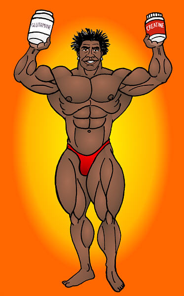 ROBBY ROBINSON AND HIS SUPPLEMENTS  MUSCLE ANIMATION BY ART BINNINGER ● www.robbyrobinson.net/motivation.php ●