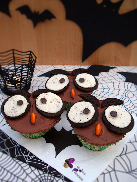 buho, cupcake, cupcakes, cupcakes buho, cupcakes con oreos, cupcakes de vainilla, cupcakes para halloween, halloween, 