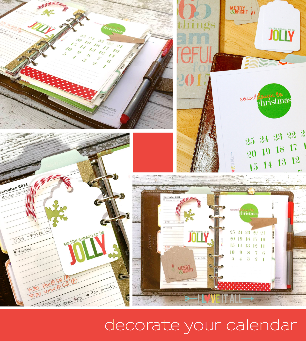 Print your Countdown to Christmas calendar in both planner size and full page versions. | I Love It All