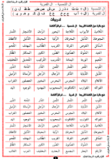 تدريبات على الظواهر اللغوية للمرحلة الإبتدائية