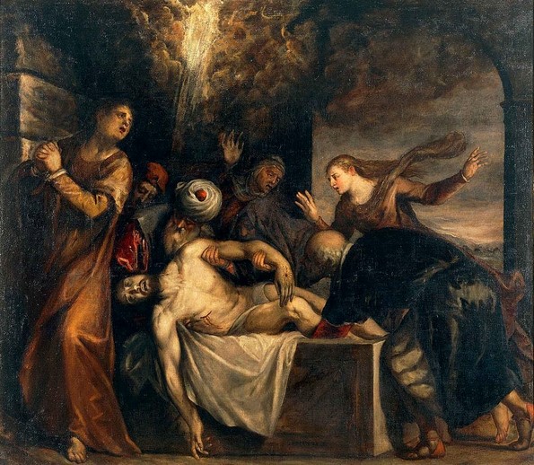 Deposizione di Cristo nel sepolcro - 1570 -1573 - Tiziano Vecellio, bottega e Jacopo Palma il Giovane - Pinacoteca Ambrosiana - Milano