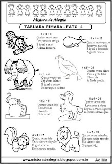 Tabuada rimada e ilustrada fato 4