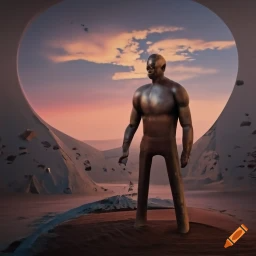 An AI-generated image of a steelman amid the fudge