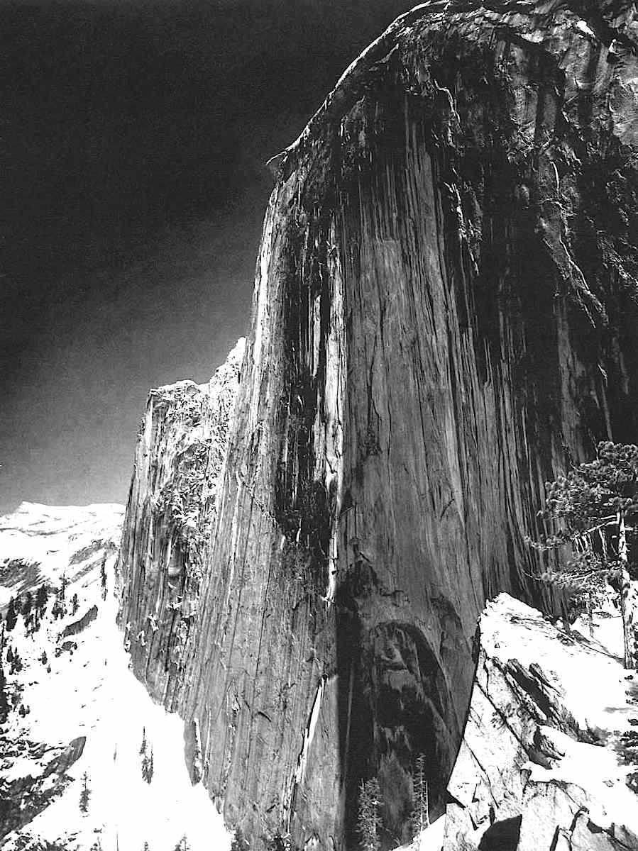 an Ansel Adams photograph of a rock cliff