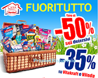 Logo Eccezionale Fuoritutto di Casa Henkel: sconto fino al 50% detersivi e - 35% Vitakraft e Vileda