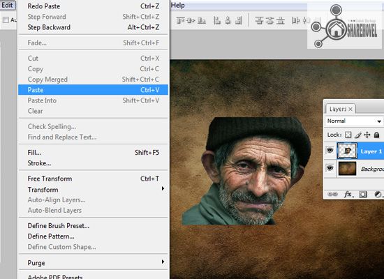 paste gambar old man - tutorial cara membuat efek smudge painting di photoshop