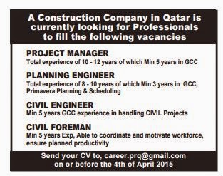 Construction company Jobs for Qatar