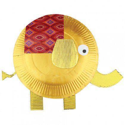 Idea to make elephant from paperplate from kids 