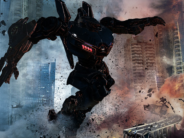   Pacific Rim Movie Sci Fi Building City Jaeger Mecha Robot HD Wallpaper Desktop PC Background a142. 