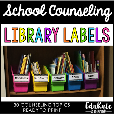 Free School Counseling Library Labels