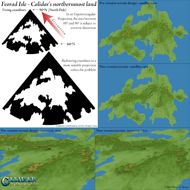 Feorad Isle, Calidar's northernmost land, Lambert Conformal Conic Projection