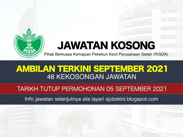 Jawatan Kosong RISDA September 2021