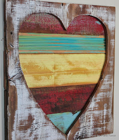 reclaimed wood, painted salvaged wood heart art http://bec4-beyondthepicketfence.blogspot.com/2014/02/reclaimed-wood-heart-art.html