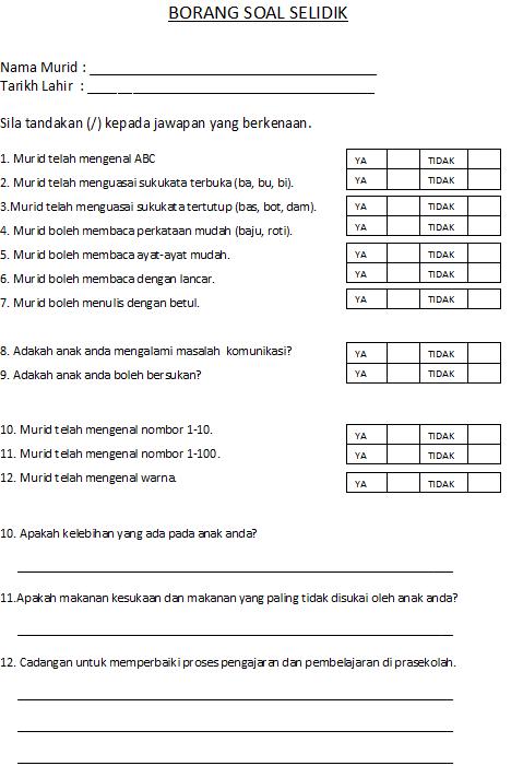 Contoh Borang Soal Selidik Guru - Hontoh Contoh Borang Soal Selidik Guru - Hontoh