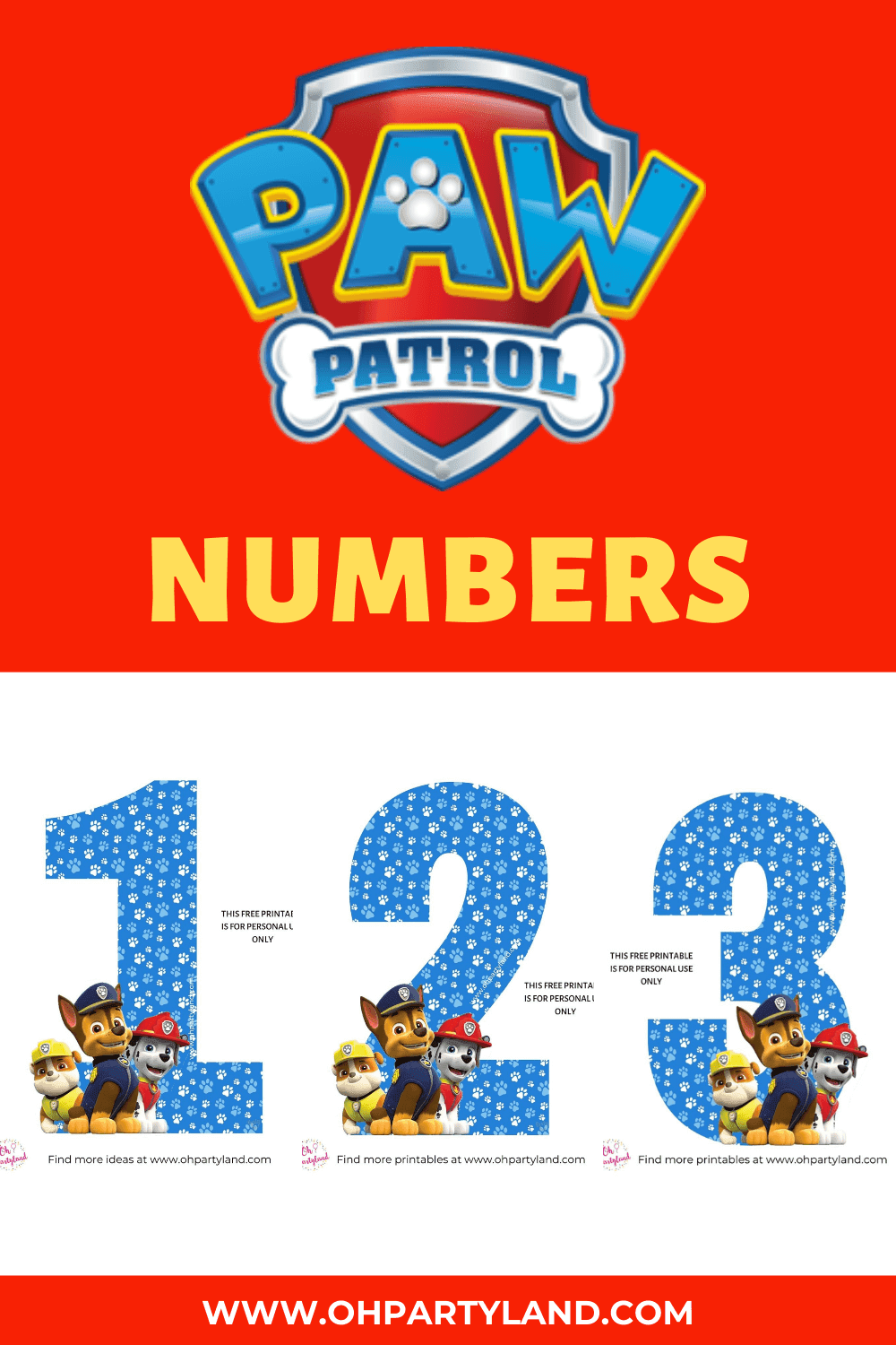 paw patrol numbers