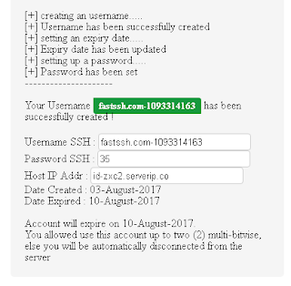 Account SSH Server Indonesia ZXC 2 exp 10 agustus 2017