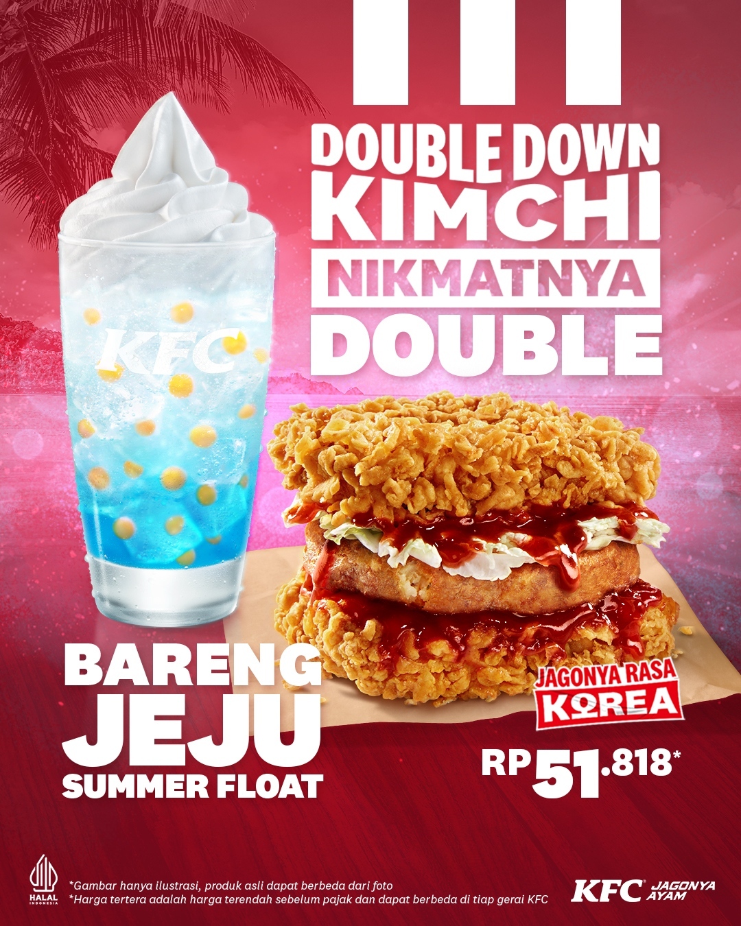 PROMO KFC DOUBLE DOWN KIMCHI + JEJU SUMMER FLOAT