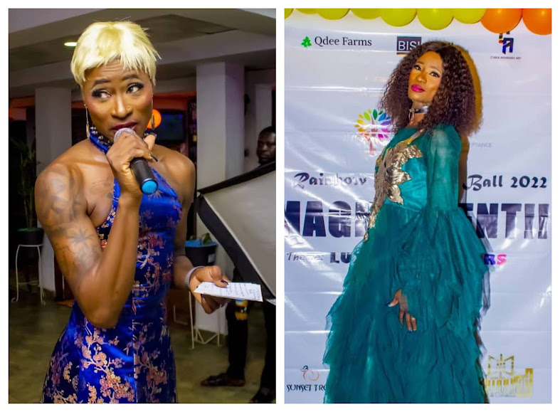 Bisi Alimi changes into 4 feminine clothes as he hosts the rainbow ball in Lagos (Photos)