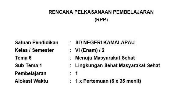 Download RPP Kelas 6 Kurikulum 2013 Semester 2 Lengkap