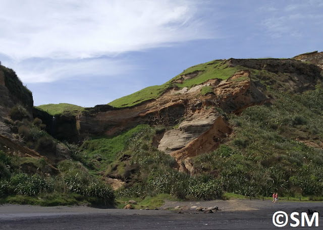 Photo de falaise et chute Karioitaho beach Auckland Nouvelle-Zélande