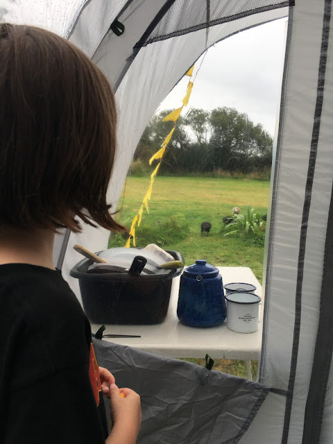 Rainy day camping