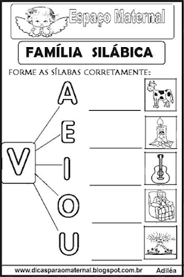 Família silábica alfabetização letra V