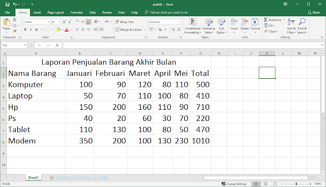 cara membuat tabel di ms excel