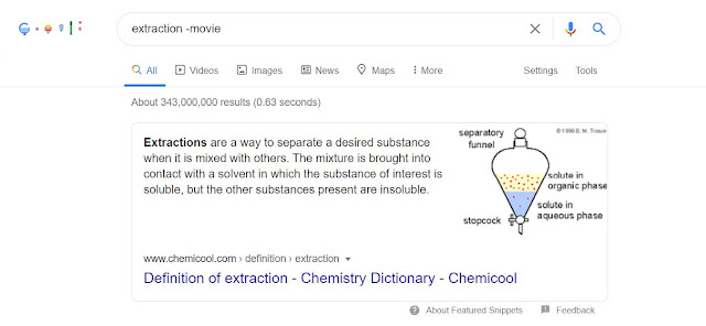 Google search of 'Extraction' excluding movie