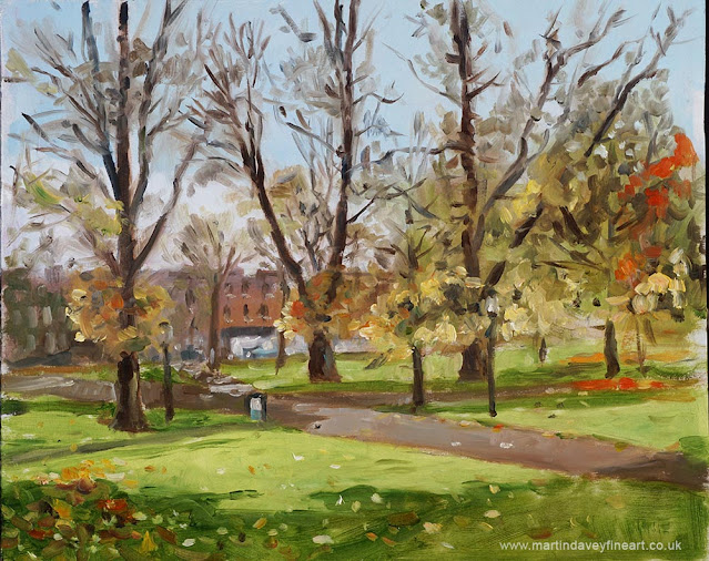 autumn trees park southampton art painting
