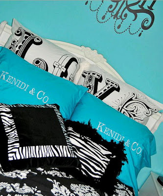 dormitorio colores turquesa negro