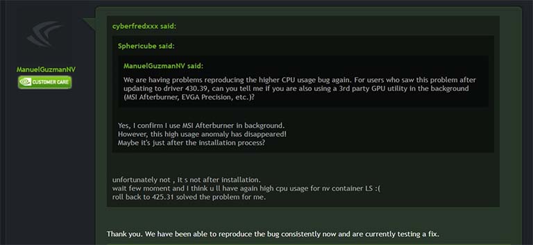 Driver Nvidia 430.39 Menyebabkan Masalah CPU Usage Di Windows 10