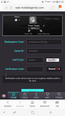 Cara redeem redemtion code mobile legend