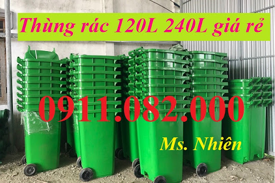 Cung cấp thùng rác 120 lít 240 lít giá rẻ tại bình dương- thùng rác công cộng màu xanh- lh 091108200 1313