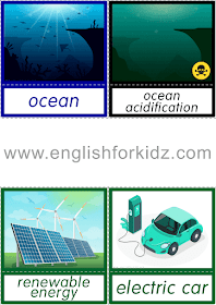 Printable global warming flashcards for English lessons