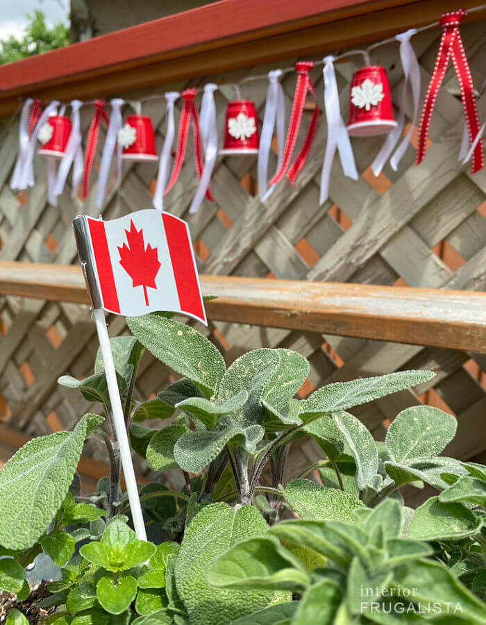 Easy patriotic string light banner for Canada Day.