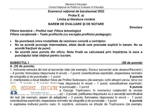 Simulare BAC 2024, prima zi limba Romana simularea Bacalaureatului